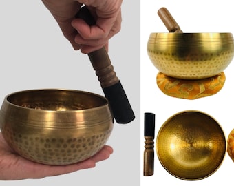 6 1/2" (Sacral Chakra) Tibetan Brass Hammer Finished Sound Healing singing Bowl - 1.2 kg - 6 1/2" - Cultural Roots Singing Bowls