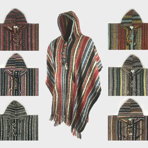 Hooded Poncho Woven 100% Cotton Soft Brushed Warm Hoodie - Etsy