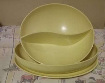 Vintage 1950's Melmac SunnyYellow 3pc Serving Set Dishes