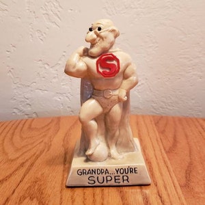 Vintage Russ Berrie 1971 "Grandpa...You're SUPER" Statue