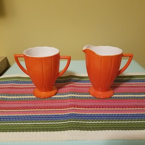 Vintage 1940&#39;s Hazel Atlas Milk Glass Creamer and Sugar Dish