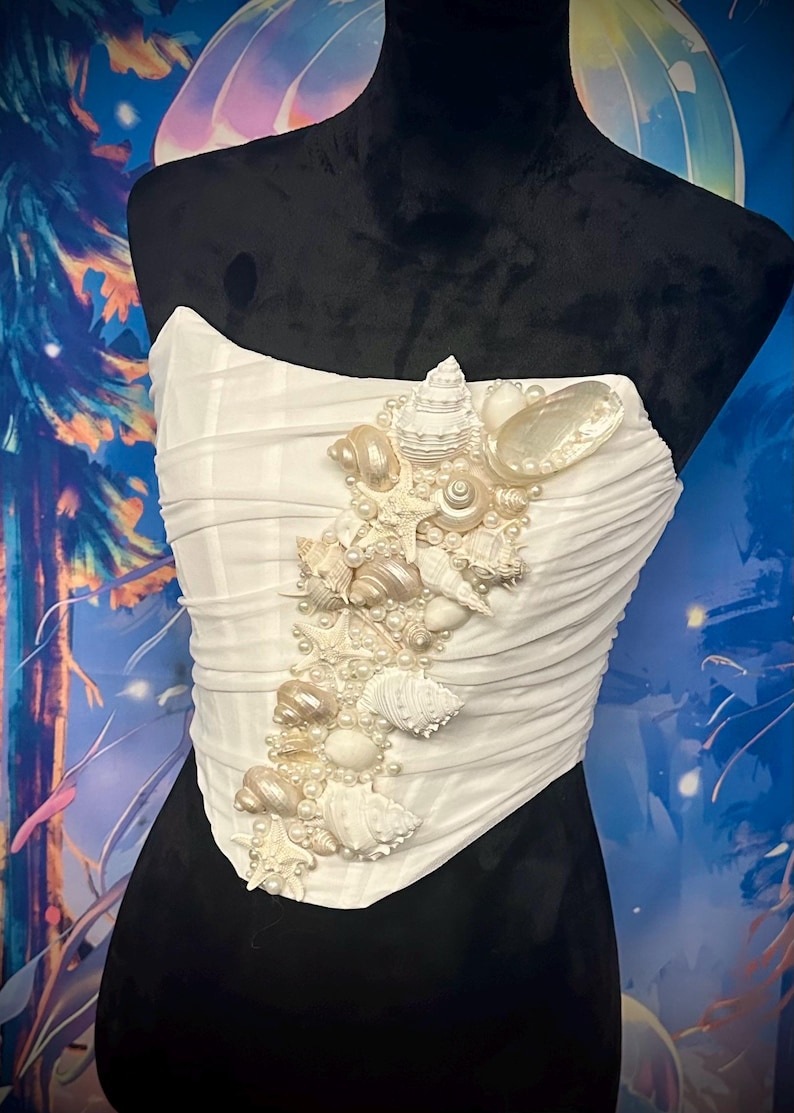 Pearl and Shell Embellished Mermaid Top - Etsy