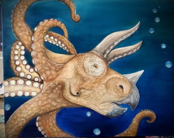 Surreal Art "Doctor Octeratops" 8 by 10-inch Giclée Print of Original Oil Painting