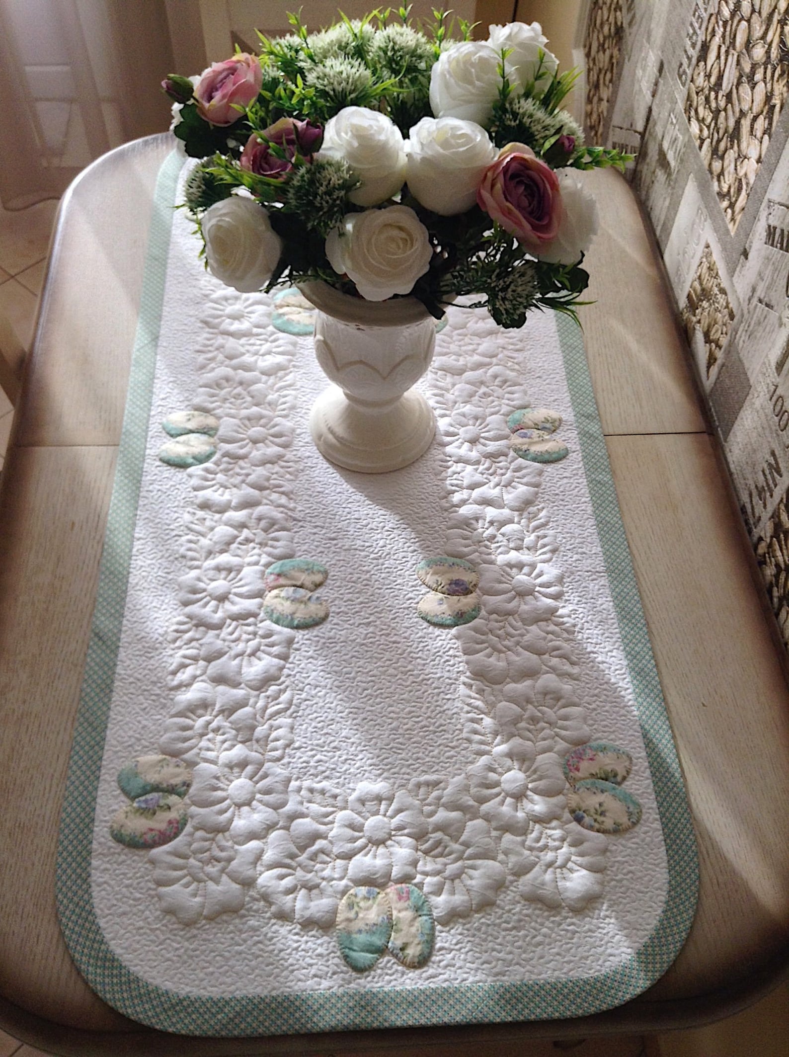 Quilted Easter runnerEaster table runner flower runner egg Etsy