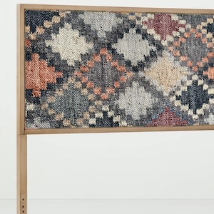 testiera kilim fatta a mano — grigio, tappeto, tappezzeria, con gambe, giroletto, decorazione murale, testiera in legno