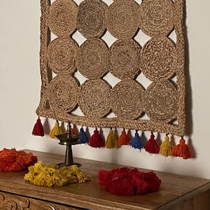 2 x 3 Ft - Jute Hand Braided Recycle Tapestry, Wall Hanging, Gift, Home Decor, Wall Hanging Rug, Wall Decor, Traditional Wall Decor