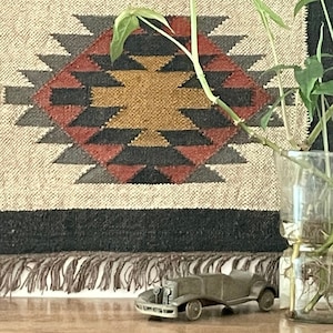 2 x 3 Ft - Jute\Wool Handgemaakt Kelim Tapijt, Muur Opknoping, Home Decor, Tapijt Tapijt, Muur Opknoping Tapijt, Muur Decor, Traditioneel Muur Decor.