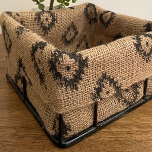 Set of 3 Jute Hand Block Printed Storage Baskets: Home Decor
