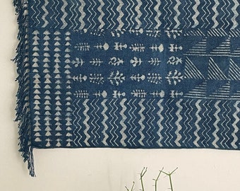 Hand Block Printed Indigo Tapestry – Cotton Woven Wall Hanging (2x3 Ft)
