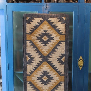 2 x 6 Jute Handwoven Kilim Runner Dhurrie Rug, 60 x 180 cm Handmade, Kelim, Dhurry, Indian, Turkish, Oriental, Traditional, Custom, Fabric