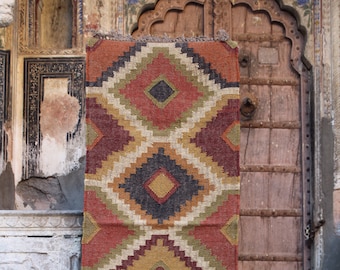 2 x 6 Jute Handwoven Kilim Runner Dhurrie Rug, 60 x 180 cm Handmade, Kelim, Dhurry, Indian, Turkish, Oriental, Traditional, Custom, Fabric