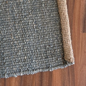 Handwoven Hemp Rug Dhurrie, Traditional, Natural Hemp, Gray/Grey, Hemp/Seagrass/Mountain Grass, 2 x 3,