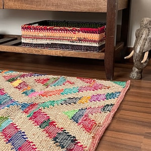 3 x 5 Ft - Hemp\Cotton Handwoven Rag Rug,Home Decor, Chindi, Dinning, Wall Art, Living, Gift, Indian Traditional,Wall Decor,Area RUG\CARPET.