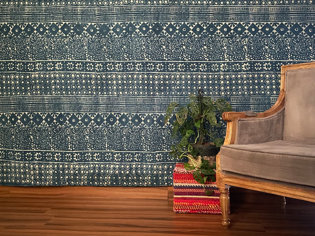 5 X 8 Ft - Cotton Handmade Hand Block Printed Indigo Wall Rug, Home ...