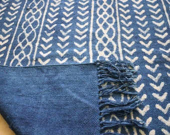 2 X 6 Cotton Indigo Rug Block Printed Dhurrie Handmade Rug | Etsy
