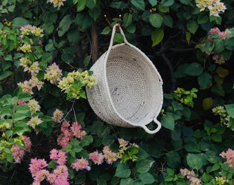 Handmade Rope Basket, Custom Plant holder, Bowl, Cotton, Plain White, Basket, Storage, Flower Pot, plants, Bucket, sustainable, washable