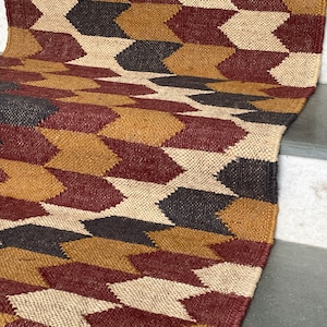 2 x 30 ft., Jute-Wool Hand Woven Handmade Kilim Stair Runner Rug, Carpet Stair, Stair Runner, Multicolour Stair, Long Runner, Kelim Runner