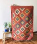 2.7 x 4 ft, Handmade KILIM Rug, Multicolor; Jute Rug wool rug Kilim Dhurrie; traditional Indian; Chic Victorian Hipster, stair runner 