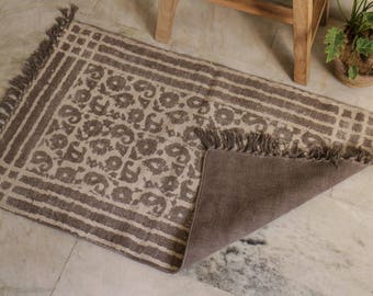 Handmade Cotton, Block Print, Dhurrie Rug