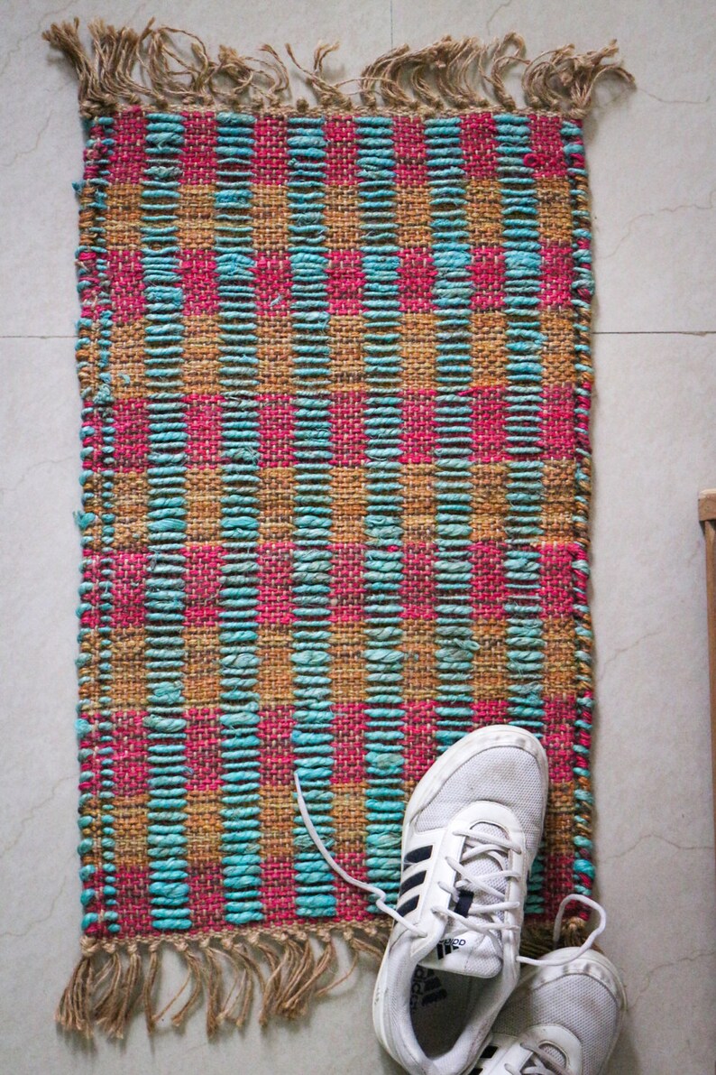 Handmade JUTEHEMP Rug Multicolor Jute Dhurie Hemp Dhurrie Etsy