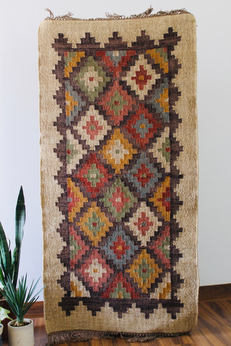 6 X 8 Jute Handwoven Kilim Runner Dhurrie Rug 60 X 180 Cm Etsy