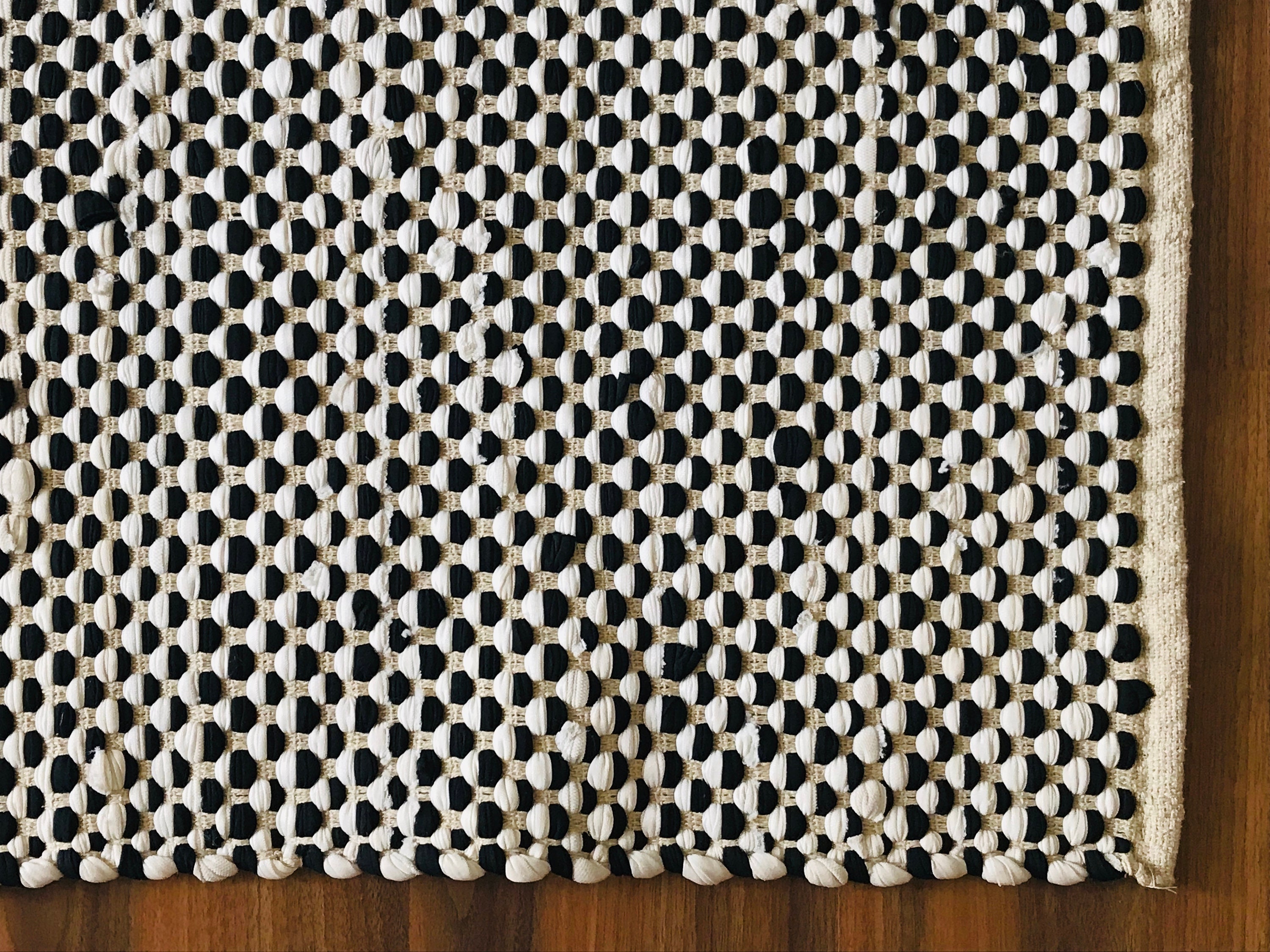 2 X 3 Handmade Rag Rug Black and White Chindi Rug Dhurrie Etsy