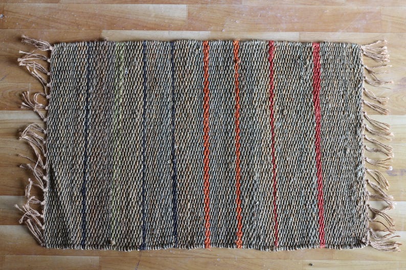 Handwoven Hemp Rug Dhurrie Traditional Natural Hemp Color Etsy