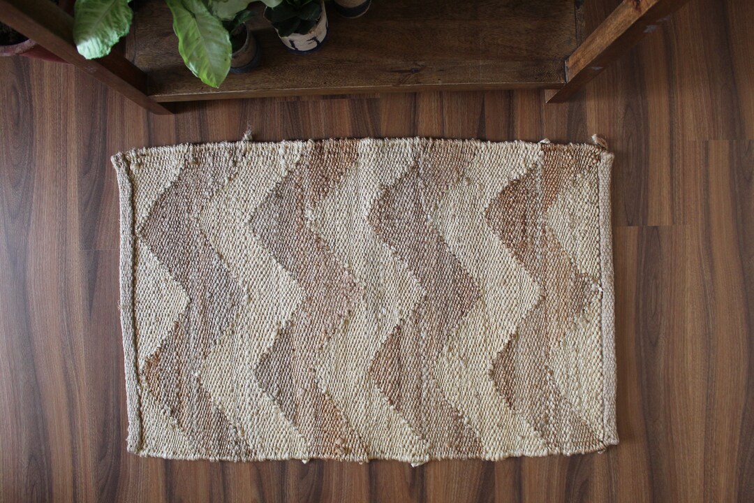 Handwoven Hemp Rug Dhurrie, Traditional, Natural Hemp Color, Hemp