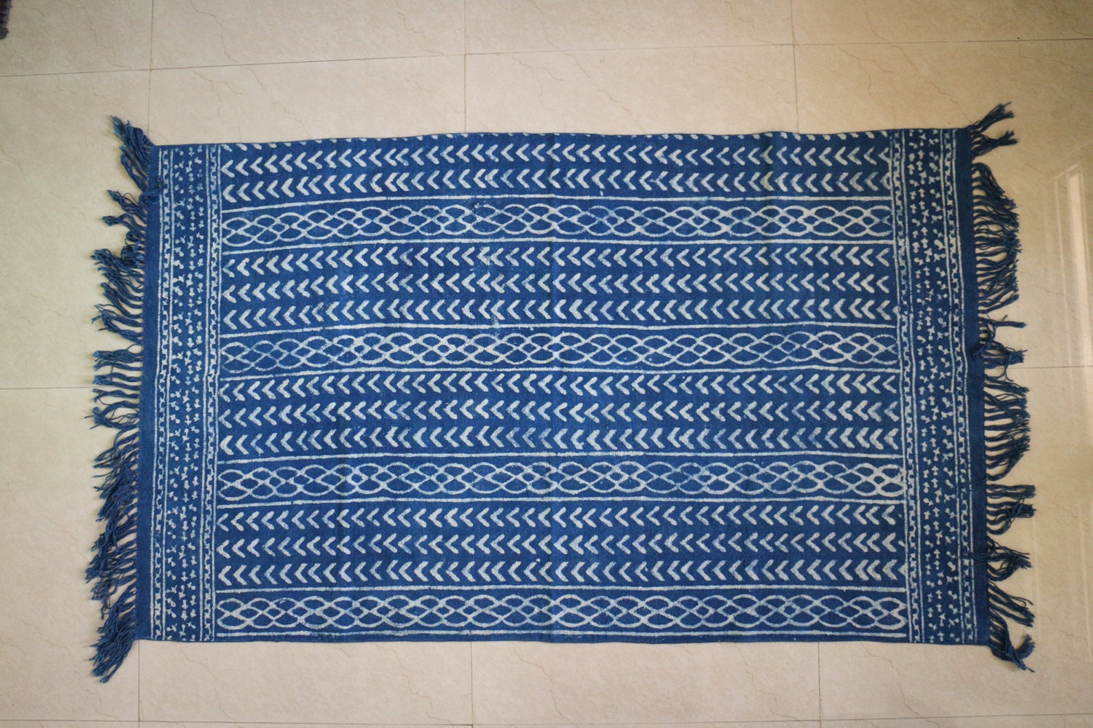 3 X 5 4 X 6 Handmade Handdyed Indigo Rug White/indigo Etsy
