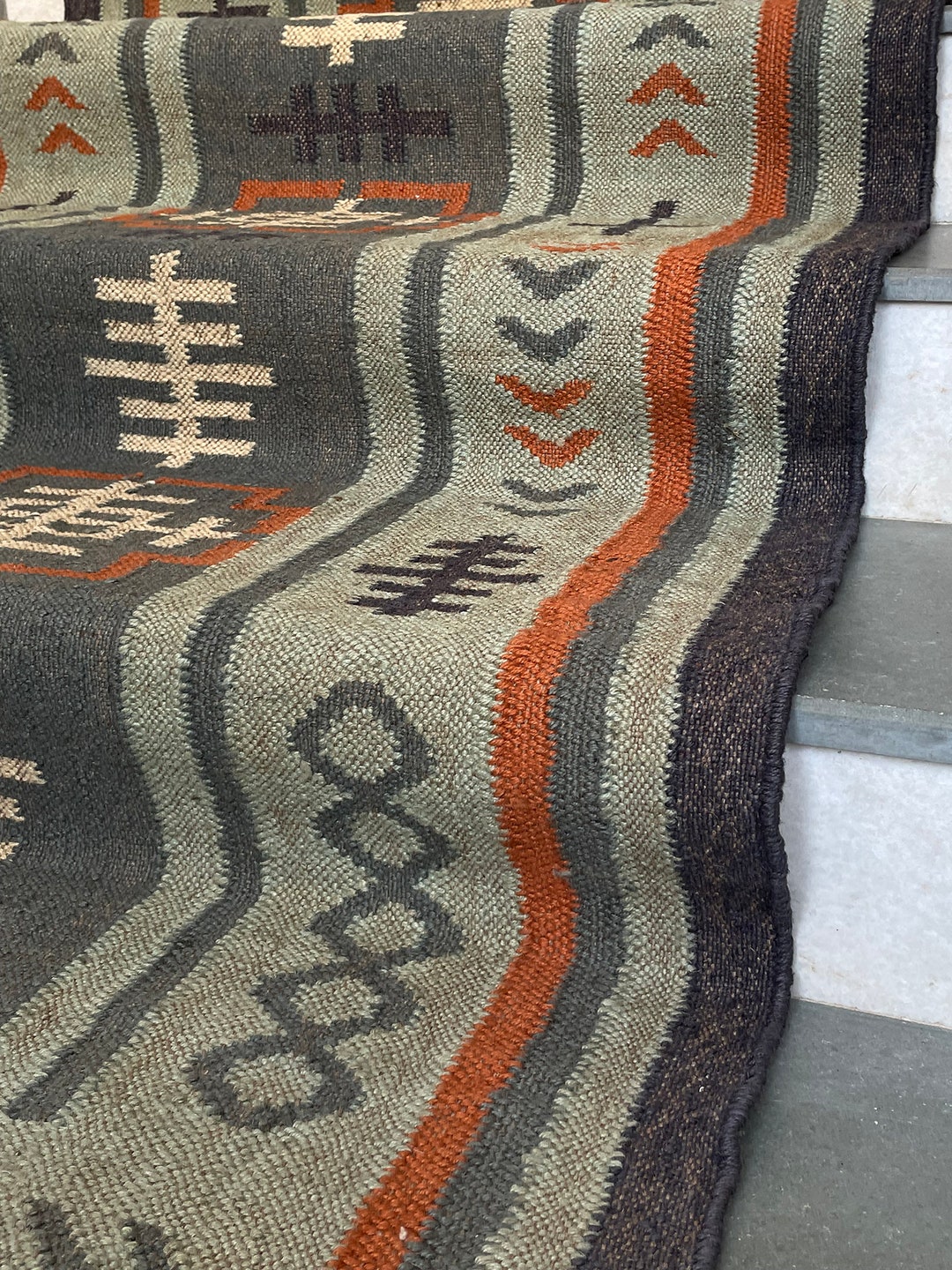2.5 X 20 Ft Hand Woven Handmade Kilim Stair Runner Rug, Carpet Stair