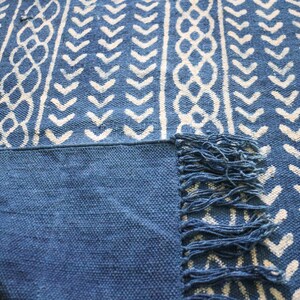 3 x 5 100% Cotton Handweave/Handblock Indigo Rug,Home Decor,Dinning Area,Floor,Living,Indigo Fabric,Wall Art,Indian Traditional Rug/Carpet. image 3