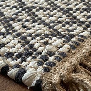 Handwoven Hemp Rug Dhurrie, Traditional, Natural Hemp Color, Hemp/Seagrass/Mountain Grass, 2 x 3,