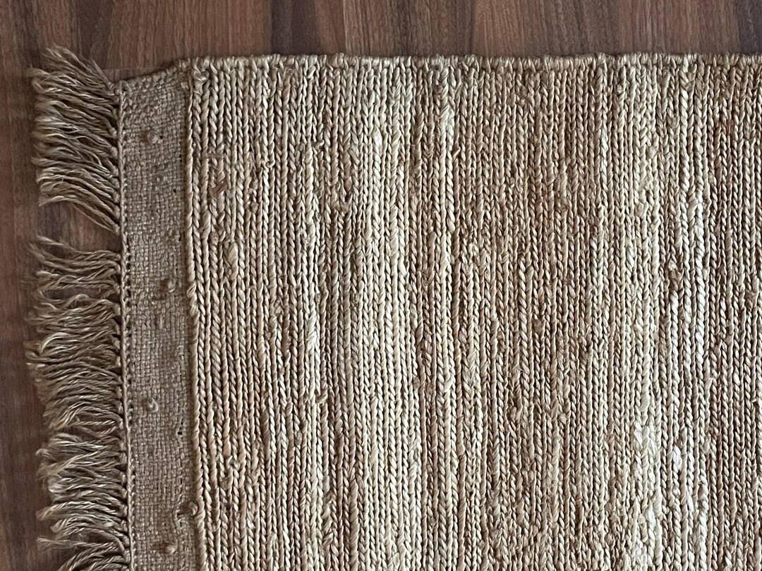2 X 3, Handwoven Hemp Rug Dhurrie, Traditional, Natural Hemp Color