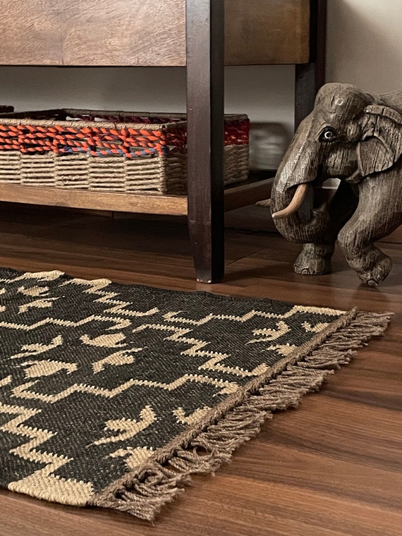 Black And Beige Jute Wall Hanging Black And Beige Jute Wall Hanging