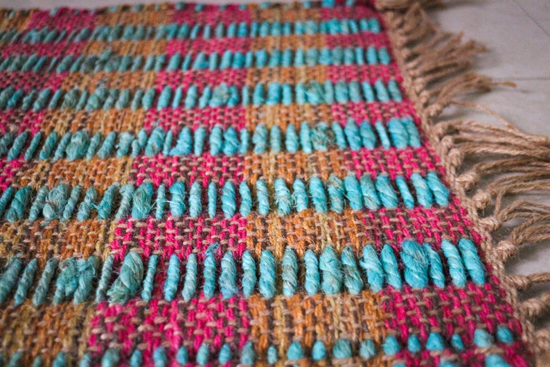 Handmade JUTEHEMP Rug Multicolor Jute Dhurie Hemp Dhurrie Etsy