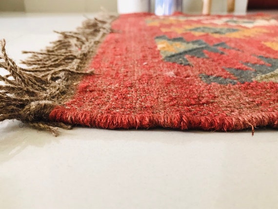 【Vintage】Hand Knit Rug 170×100 Hand-Knitted Chunky Wool Indoor Area Rug | eBay