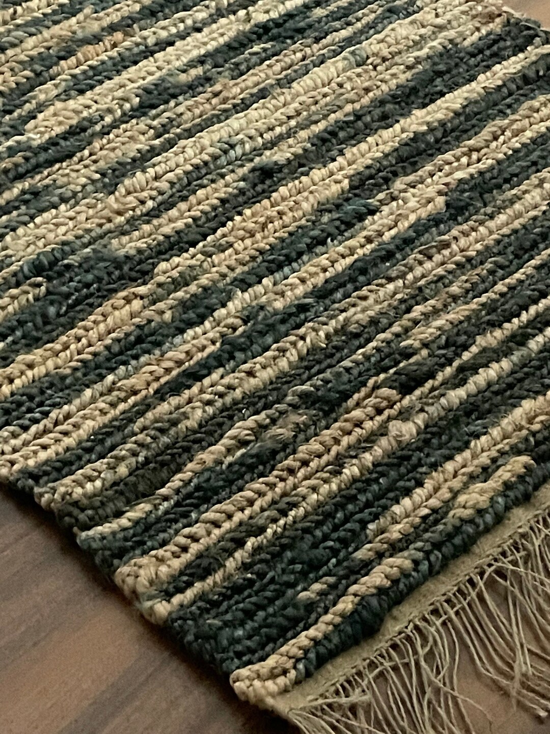 2 X 3, Handwoven Hemp Rug Dhurrie, Traditional, Natural Hemp, Seagrass