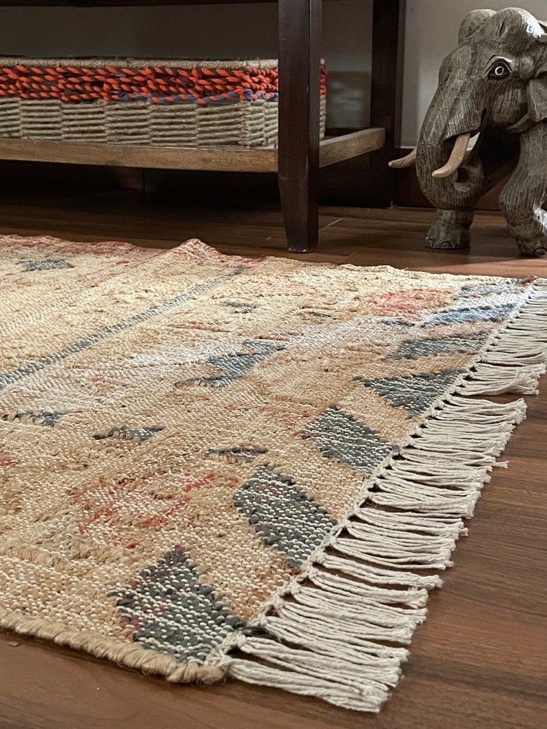 2.5 x 6 Ft-HempCotton Handwoven Kilim Runner,Home Decor,Gift,Bed Side Runner,Floor,Lobby,Area,Indian Traditional RUGCARPET All Costum Size image 2