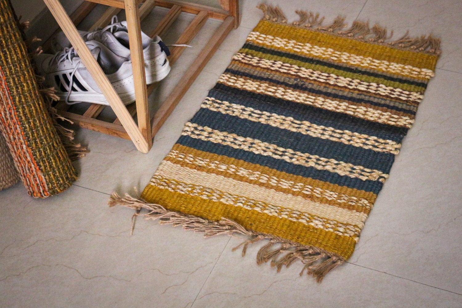 Handmade JUTEHEMP Rug Multicolor Jute Dhurie Hemp Dhurrie Etsy