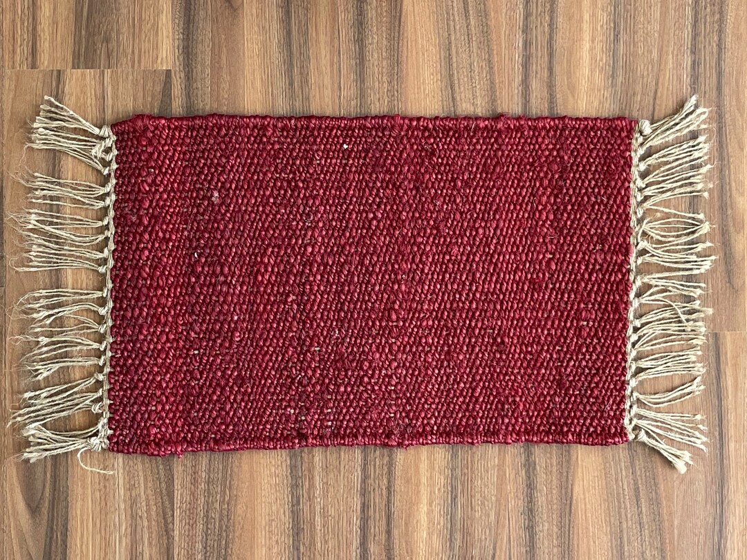 Handmade JUTEHEMP Rug, Multicolor Jute Dhurie Hemp Dhurrie Small Rug