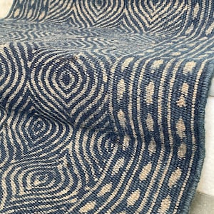 2x20 Ft - Hand Woven HandBlock Printed Indigo Stair Runner,Carpet Stair Runner,Stair Runner by the Foot,Printed Stair Rug All Customize Size