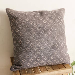 Rug Cushion, Brown/White, Block-printed, Cotton, Cushion, Rug Cushion, Pillow, 45 x 45 cm
