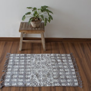 Handmade Hand Block Printed Rug Dhurrie 2x3, Geometric Design, 100% Cotton Rug, FREE Shipping! Traditional Indian Chic Hipster