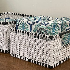 Set of 3 - Cotton Handmade Macrame Storage Basket,Home Decor,Table Organiser, Home,Bathroom,Bed Side Organiser Storage Housewarming Gift
