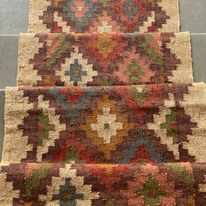 2 x 32 Ft - Hand Woven Handmade Kilim Stair Runner Rug, Carpet Stair Runner, Stair Runner by the Foot; 60 x 960 cm