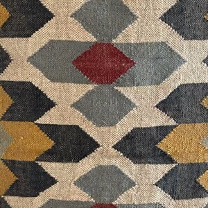 2 x 6 Jute Handwoven Kilim Runner Rug, Carpet Runner 60 x 180, Handmade, Kelim, Indian, Oriental, Traditional, Grey/Yellow/Red/Black/Beige image 2
