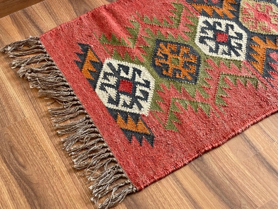 2 X 4 Ft Jute/wool Handwoven Kilim Rug, Kilim, Home Decor, Gift, Small  Runner, Bed Side, Indian Traditional RUGCARPET All Costum Size -   Finland