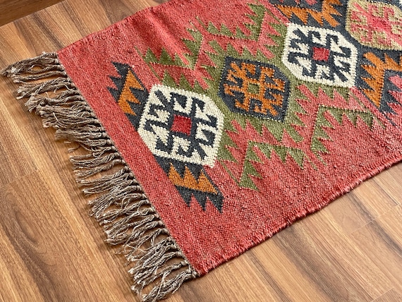 Buy 2 X 4 Ft Jute/wool Handwoven Kilim Rug, Kilim, Home Decor