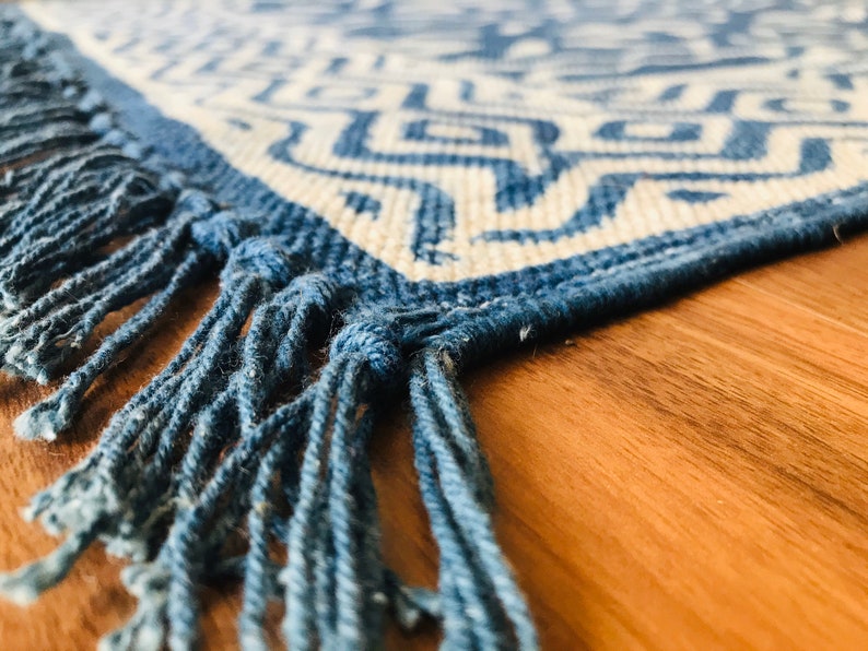 5 X 8 Handmade Cotton Indigo Rug Dhurrie Hand Block Printed Etsy