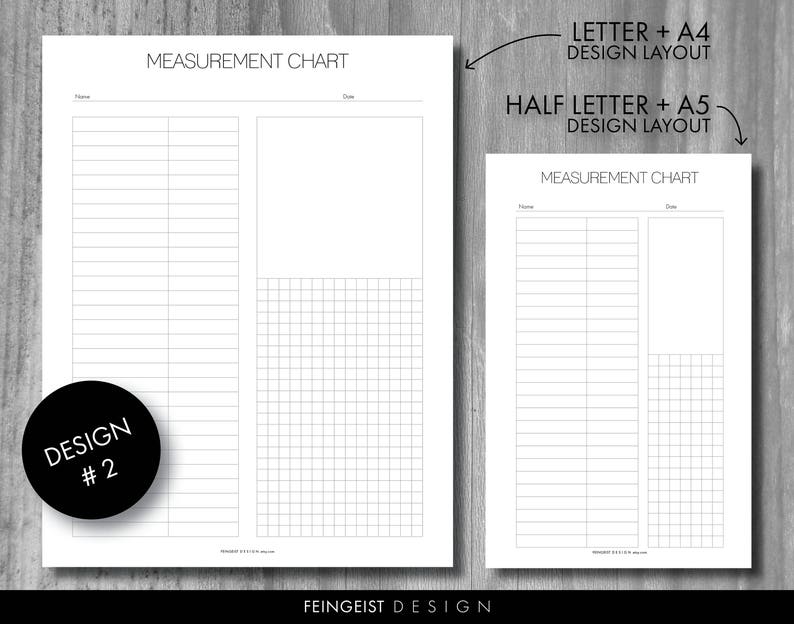 Sewing Printable Measurement Chart